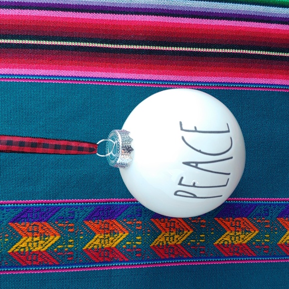 Rae Dunn Set of Two Ceramic Christmas Sphere Ornaments in White & Red - Picture 5 of 11